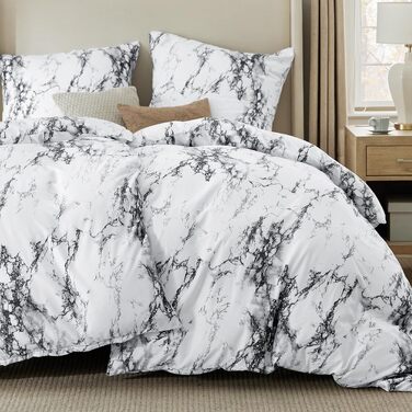 Комплект постільної білизни BEDSURE з мікрофібри 4 предмети, 135x200 см, сірий з гілками (2 наволочки 80x80 см)