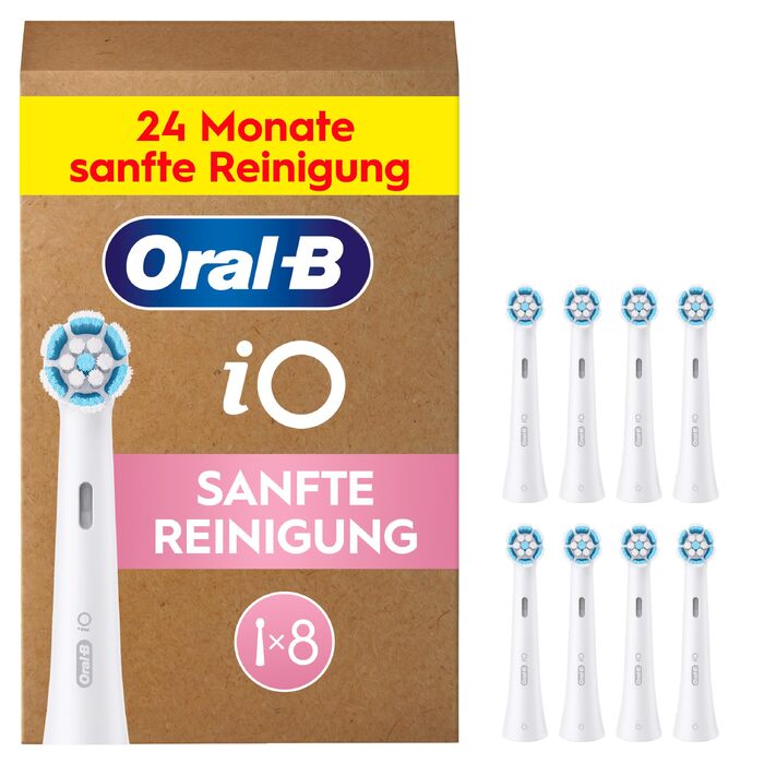 Смінні насадки для електричної зубної щітки Oral-B iO Gentle Care (м'яка чистка), білі, 8 шт.