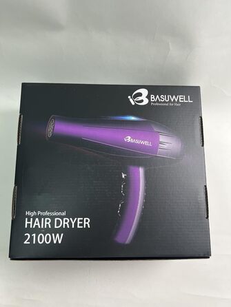 Фен для волосся Basuwell 2100 Вт з іонізацією, інфрачервоний, потужний AC-мотор, дифузор, насадка-гребінець, європейська вилка, фіолетовий
