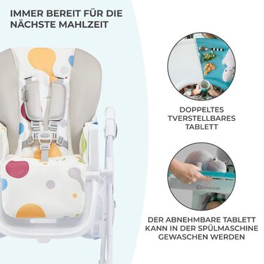 Дитячий стільчик Kinderkraft Yummy – багатофункціональний, для малюків від народження, PU-матеріал, легко миється