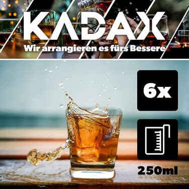 Набір склянок KADAX Romi 250 мл, 6 шт — універсальні склянки для води, соку, віскі, міцне скло, для вечірок та дому