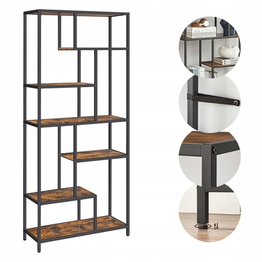 Стелаж Songmics у стилі лофт, 80 x 30 x 180 см, чорний/рустикальний дуб