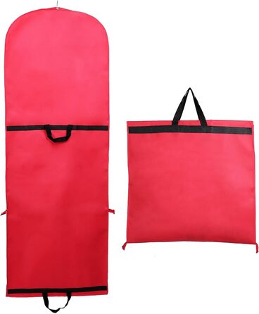 Дихаючий чохол для одягу TUKA 180×64 см, червоний, для весільних та вечірніх суконь, з бічною складкою, складаний, 3 шт.