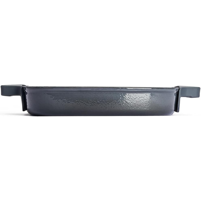 Чавунна квадратна гриль-пательня Woll Iron з рифленням, 24x24 см, 4,5 см, з пресом для стейків і силіконовими ручками, для всіх плит, індукційна, жаростійка до 250°C, сірий карбон