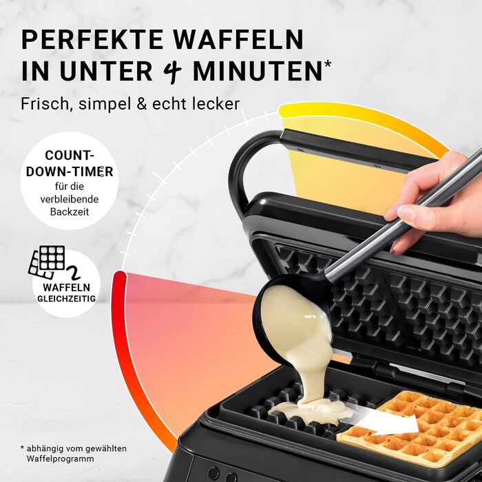 Вафельниця для бельгійських вафель Premium, 1600 Вт, 5 програм, 7 рівнів підрумянювання, LCD-дисплей та таймер, глибокі пластини