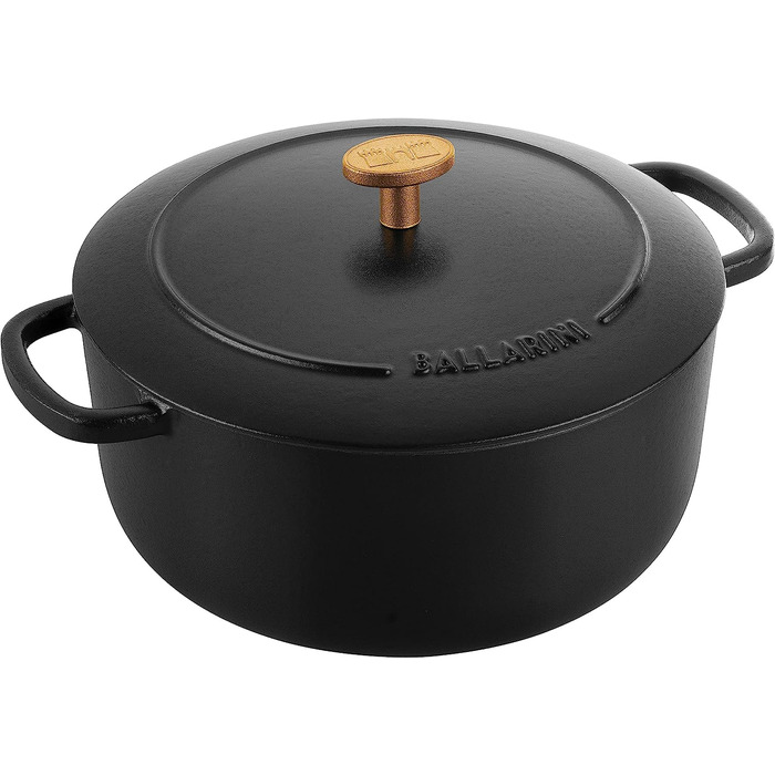 BALLARINI Bellamonte гусятниця-каструля, кругла, 22 см, 3 л, емальоване чавунне начиння, чорна