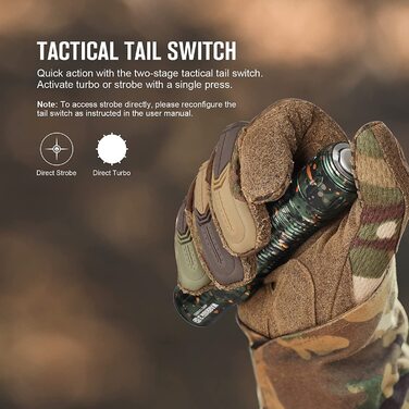Ліхтарик тактичний OLIGHT Warrior 3S, 2300 люмен, 5 режимів, USB-зарядка, з датчиком відстані, водонепроникний IPX8, для кемпінгу, туризму, пошуку, синій