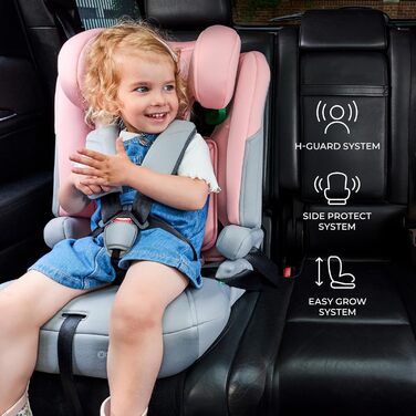 Автокрісло Kinderkraft I-COMFY 76-150 см, регульоване, з 5-точковим ременем, система EASY GROW, темно-сірий