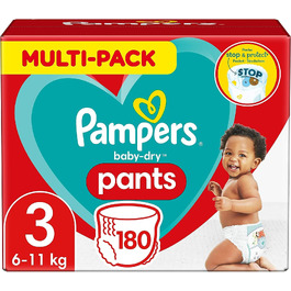 Підгузки-трусики Pampers Baby-Dry, розмір 3 (6-11 кг), 192 шт. — захист від протікань 360° Fit