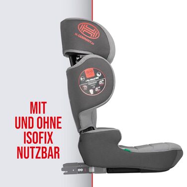 Автокрісло дитяче Heyner® KIDS i-Size, сіре, 3,5-12 років (100-150 см), сумісне з Isofix