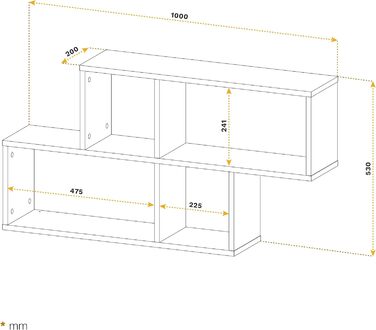 Підвісна полиця RICOO 100x53x20 см, сірий, ДСП, настінний книжковий та кухонний стелаж