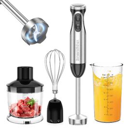 Блендер занурювальний Bonsenkitchen HB3203 4-в-1, 1000 Вт, нержавіюча сталь, з насадкою-мініподрібнювачем 500 мл та мірним стаканом 700 мл для дитячого харчування, чорний