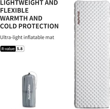 Самонадувний кемпінговий килимок Naturehike Thermal 5.8 R-Value, ультралегкий całрічний туристичний мат для сну, вологостійкий, з сумкою для повітря