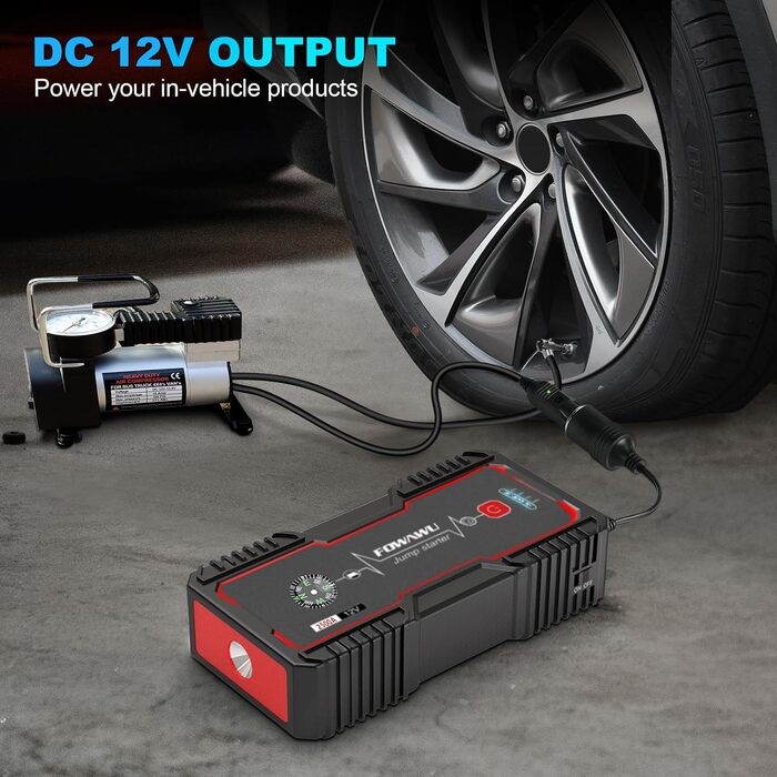 Бустерумулятор FOWAWU 2500A 22800mAh для автомобіля (бензин до 8L, дизель до 6.5L), пусковий пристрій для авто
