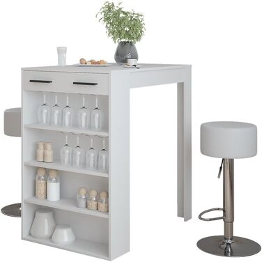 Барний набір Vicco Bartisch Repose Goldkraft Дуб/Антрацит 67x100 см з 2 барними стільцями, регульовані полиці, білий