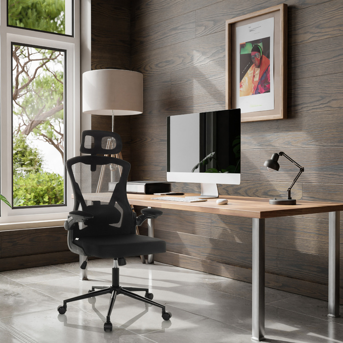 Офісне крісло / крісло керівника ARIGANO сітка / тканина чорна hjh OFFICE