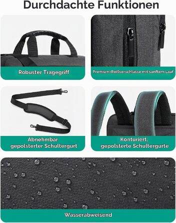 Сумка для ноутбука Bagsmart 17.3 дюймів, розширювана ділова сумка-месенджер для чоловіків та жінок, чохол для ноутбука з замком для офісу та подорожей (Чорний)