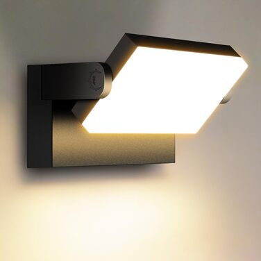 Стіна LED-ліхтар Kingwen 40W, сучасний настінний світильник з поворотним корпусом 360°, водонепроникний IP65, тепле біле світло 3000K, чорний, для тераси та гаража