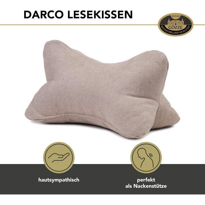 Подушка для читання Gözze Darco, м'яка та зручна, для дивана або ліжка, 40x25 см, колір тауп