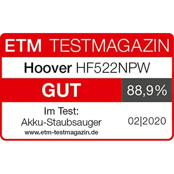 Акумуляторний пилосос Hoover з турбощіткою для шерсті тварин, змінні валики для універсальної та делікатної підлоги, до 30 хв роботи, без мішка, самостійне стояння, легкий і компактний [HF522NPW]