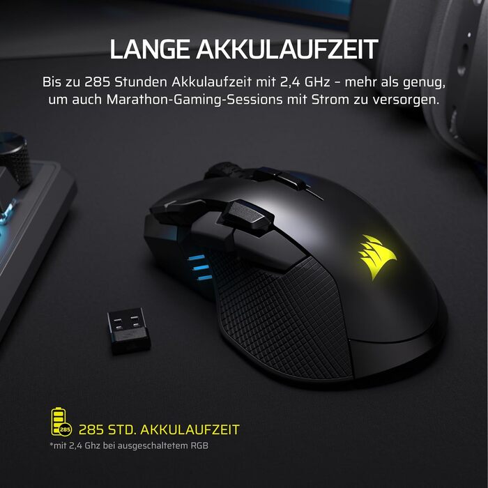 Бездротова ігрова миша Corsair IRONCLAW Wireless SE (2026) чорна: 26,000 DPI, ергономічний дизайн для великих долонь, 10 програмованих кнопок, для MOBA, FPS, MMO