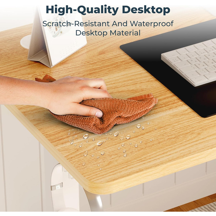 Регульований по висоті стіл SANODESK 180x80 см – стіл для стоячої роботи, вантажопідйомність 80 кг, для дому та офісу, колір: аhorn
