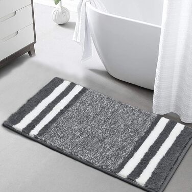 Килимок для ванної кімнати Pauwer з мікрофібри, 60 x 120 см, м'який, швидковисихаючий, антиковзний, для дому, сірий