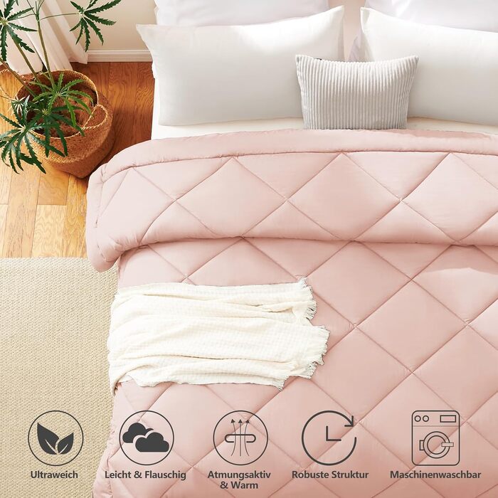 Всесезонна ковдра CozyLux 155x220 см, колір Blush Pink (ніжно-рожевий)