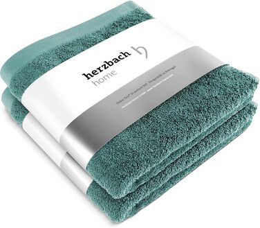Рушники herzbach home Premium 50x100 см, 2 шт, океанічно-зелені, м'які, високоякісні, 100% натуральна бавовна