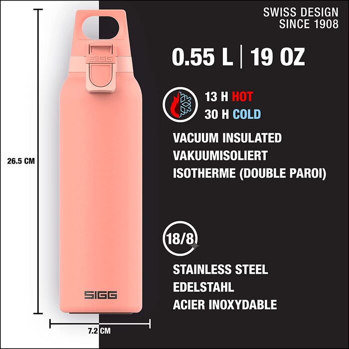 Термос SIGG Hot & Cold One з ситечком для чаю, герметичний, BPA-free, з нержавіючої сталі 18/8, 0.55 л, рожевий