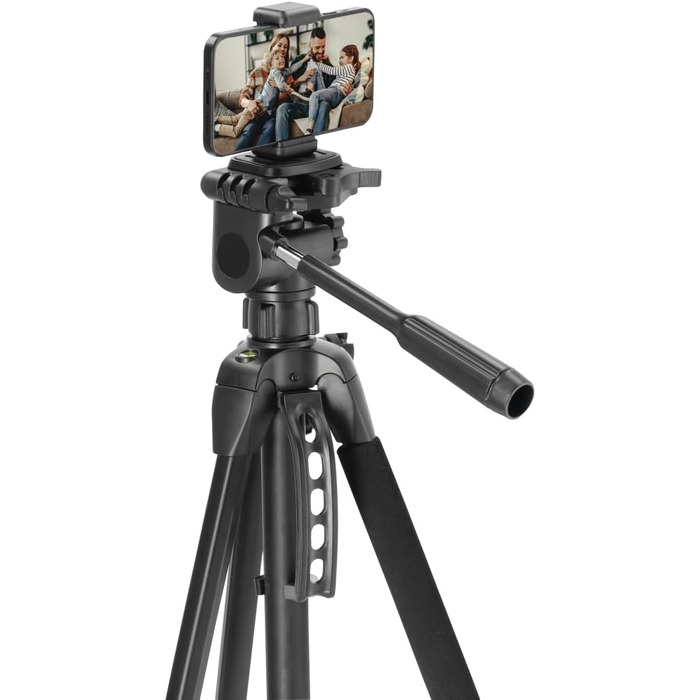 Штатив Hama 3D для камери та смартфона, легкий фотоштатив 153 см, трипод із трьохпозиційною головкою, для відеокамери та дзеркальної камери, чорний