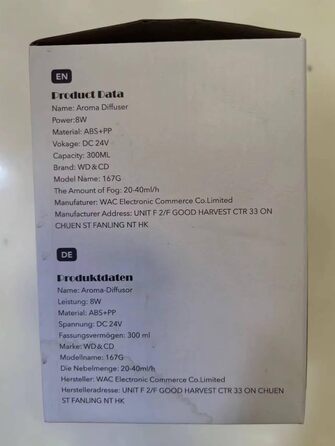 Аромадифузор WD&CD 300 мл, ультразвуковий з LED-підсвіткою, зволожувач повітря для ароматерапії, легка деревна текстура, для дому, офісу та йоги