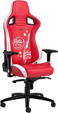 Ігрове крісло noblechairs Epic Nuka Cola, ергономічне, офісне, PU-шкіра, з підголівником та поперековою підтримкою, для користувачів до 120 кг і 185 см, спеціальна серія