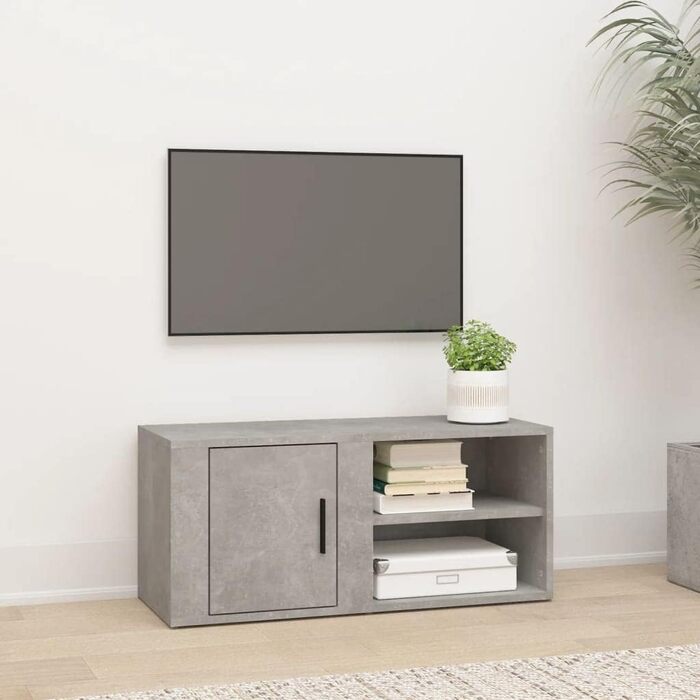 Тумба під телевізор vidaXL, бетонно-сіра, 80x31,5x36 см, ДСП, сучасний ТВ столик, меблі для вітальні