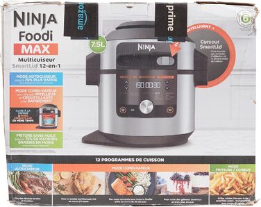 Мультиварка Ninja Foodi MAX 12-в-1 з SmartLid, 7,5 л, тиск, аерофритюр, повільне приготування, нержавіюча сталь, модель OL650EU