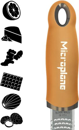 Терка-цедра Microplane для цитрусових, сиру, імбиру, шоколаду та мускатного горіха, нержавіюча сталь, жовта, 325x35x30 мм, США