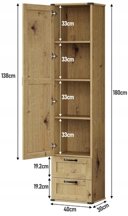 Стелаж Matkam 40 x 180 x 30 см, дуб артизан