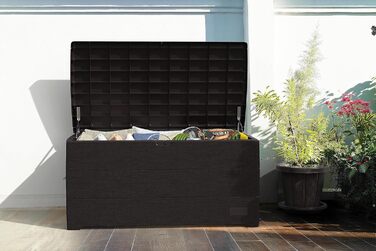 Водонепроникна пластикова скриня Duramax Cedargrain Durabox 270л для саду з колесами та ручками, коричнева