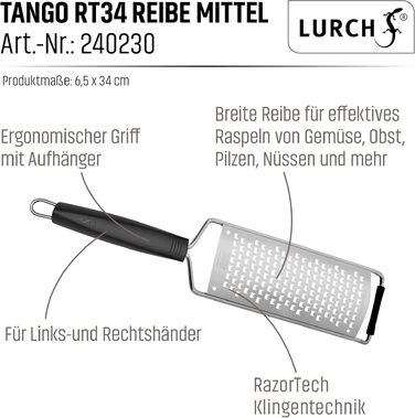 Терка кухонна Lurch RazorTech 240250 з нержавіючої сталі та пластику, 23x10.5x8.5 см, широка середня