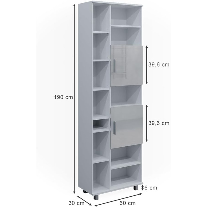 Шафа для ванної Vicco Ilias, білий глянець, 60x190 см
