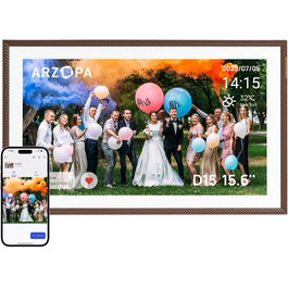 Цифровий фоторамка ARZOPA 15.6 дюймів: безлімітний хмарний зберігання, віддалена передача, FHD сенсорний екран. Чудовий подарунок!