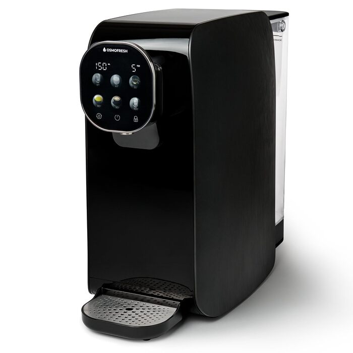 Система зворотного осмосу OsmoFresh Quella Pro Black з гарячою водою та 7-ступеневою фільтрацією для кухні, офісу, кемпера - чиста питна вода без вапняного нальоту