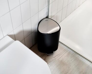 Сміттєве відро Joseph Joseph EasyStore Luxe 5л з нержавіючої сталі, з автоматичним закриттям кришки, знімним внутрішнім відром, для ванної, спальні, офісу (Чорний)