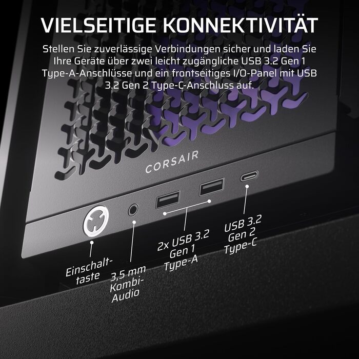 Корпус для ПК CORSAIR 4000D RS ARGB Mid-Tower ATX, високий повітряний потік, 3 встановлені ARGB вентилятори, сумісність з ASUS BTF, MSI Project Zero, Gigabyte Project Stealth, чорний