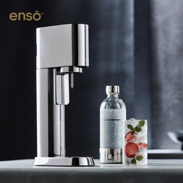 Сифон для газування води SodaStream ENSO, пляшка 1 л, нержавіюча сталь, сріблястий (без циліндра)