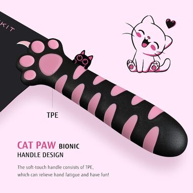 Набір кухонних ножів MeowKit 5 предметів з нержавіючої сталі, милий набір ножів з знімним блоком та ножицями, котяча форма, чорний, рожевий, рожевий