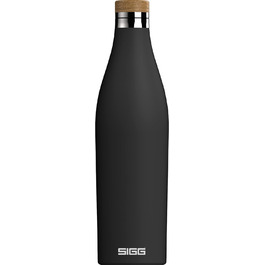Термобутилка SIGG Meridian 0,5 л, нержавіюча сталь, бамбукова кришка, ізольована, чорна, BPA-free, без пластику, герметична