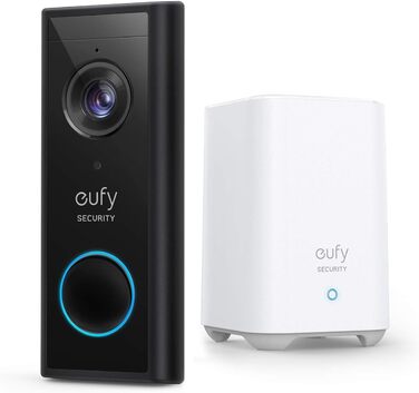Eufy Security бездротовий відеодзвінок з акумулятором, 2K HD, камера для дверей, без підписок, розумне розпізнавання людей, двосторонній аудіозв'язок, сумісний з HomeBase 2
