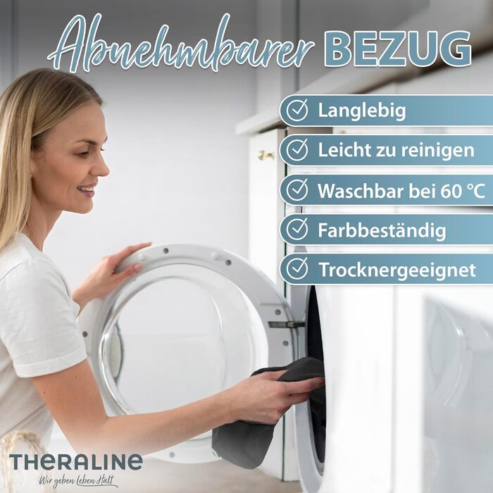 Theraline Клиновидна подушка ортопедична для офісного крісла з піни високої щільності, чорна, 100% бавовна, 60°C