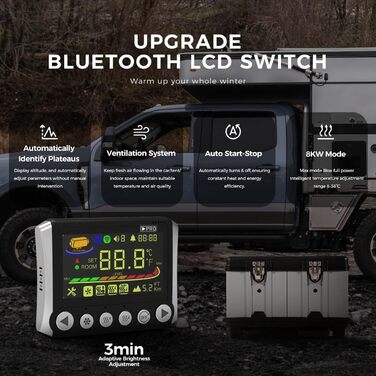 Дизельний обігрівач, Потужність 8 кВт, для ЛКВ та Транспортерів Tb10 з Bluetooth, Автоматичний Старт/Стоп та 6L Паливний Бак